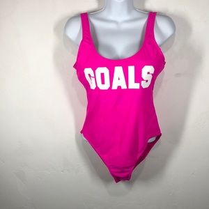 California Waves pink one piece swimsuit large